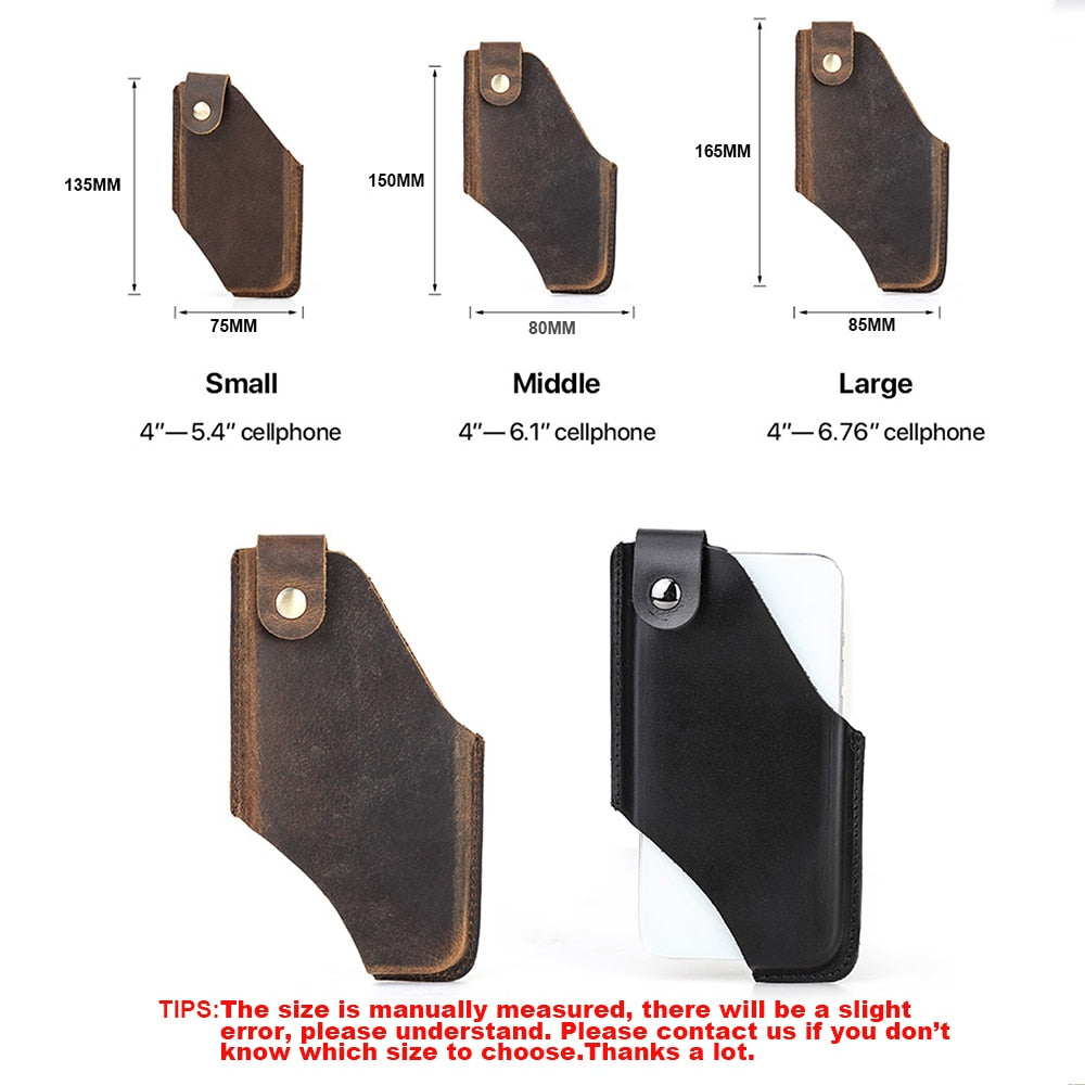 Leather Men Phone Waist Case Bag