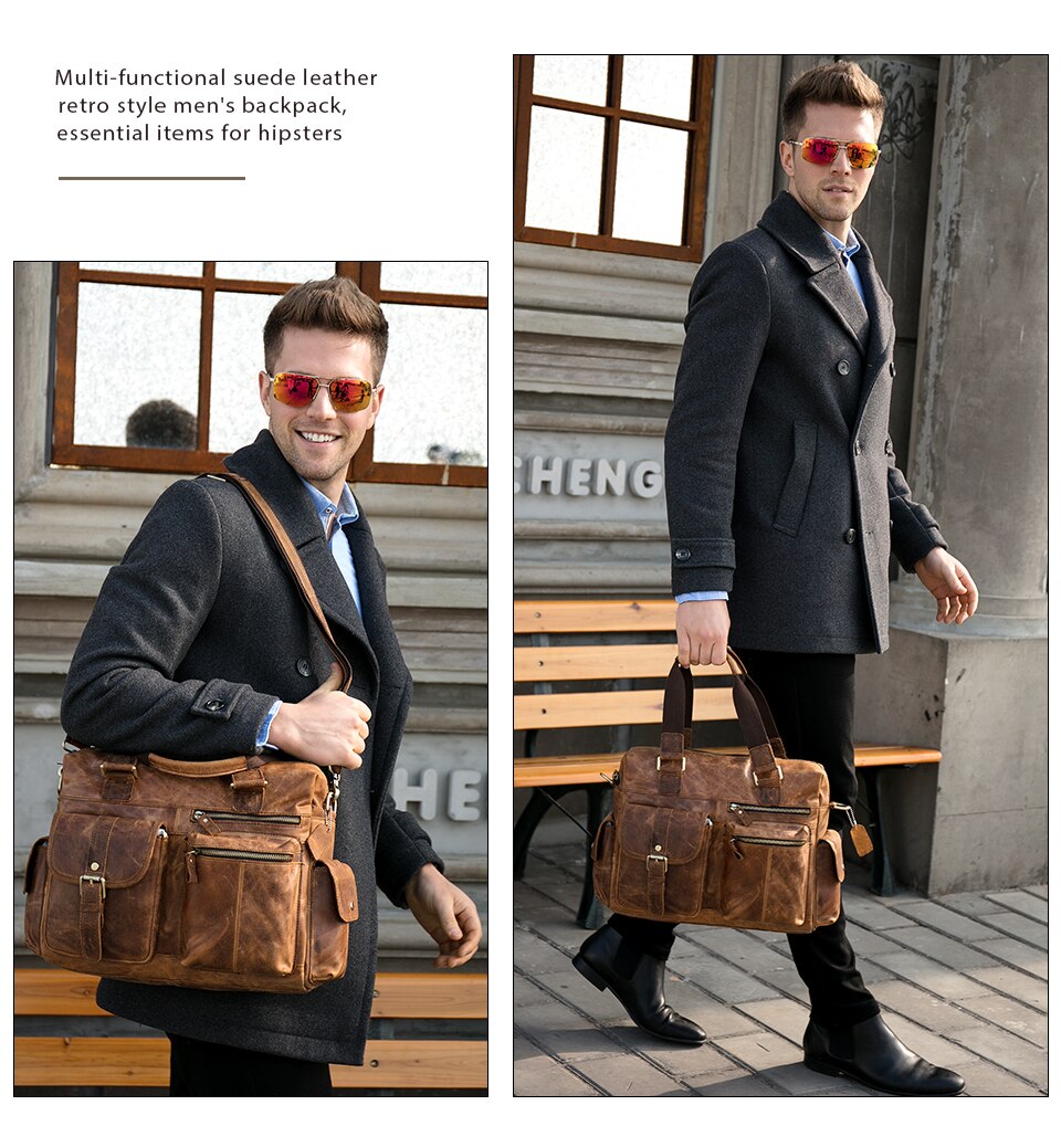 MVA Genuine Leather Men's Briefcase