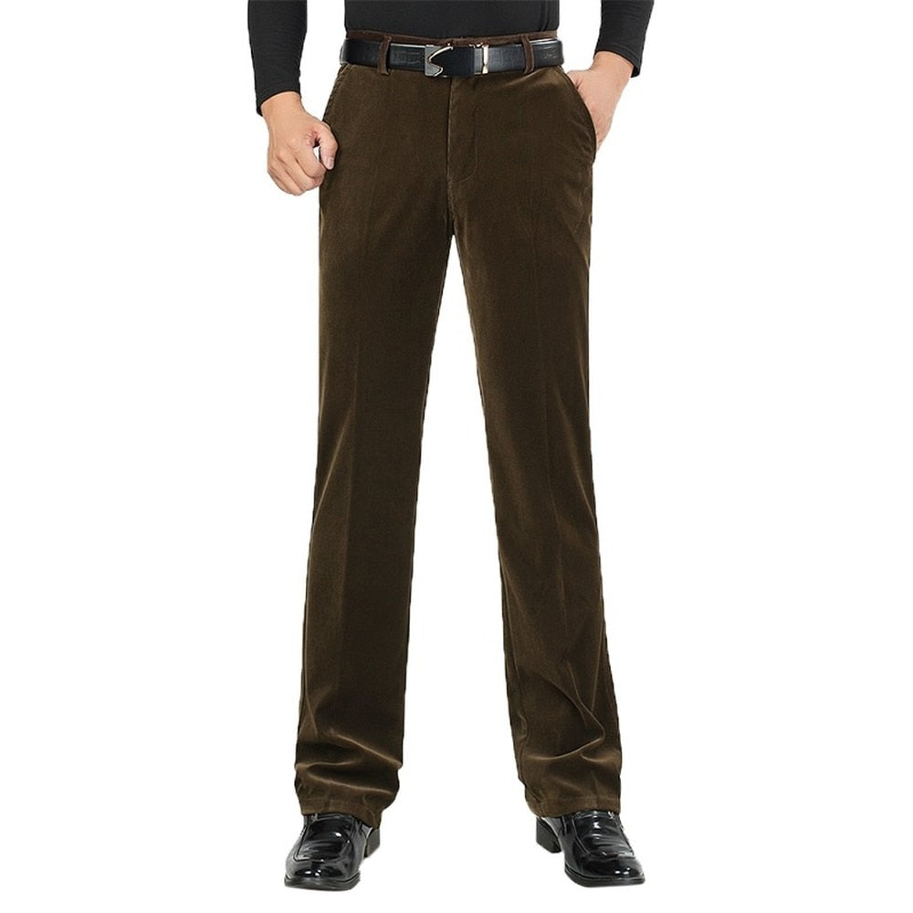 Men Classic Corduroy Formal Suit Pants Male