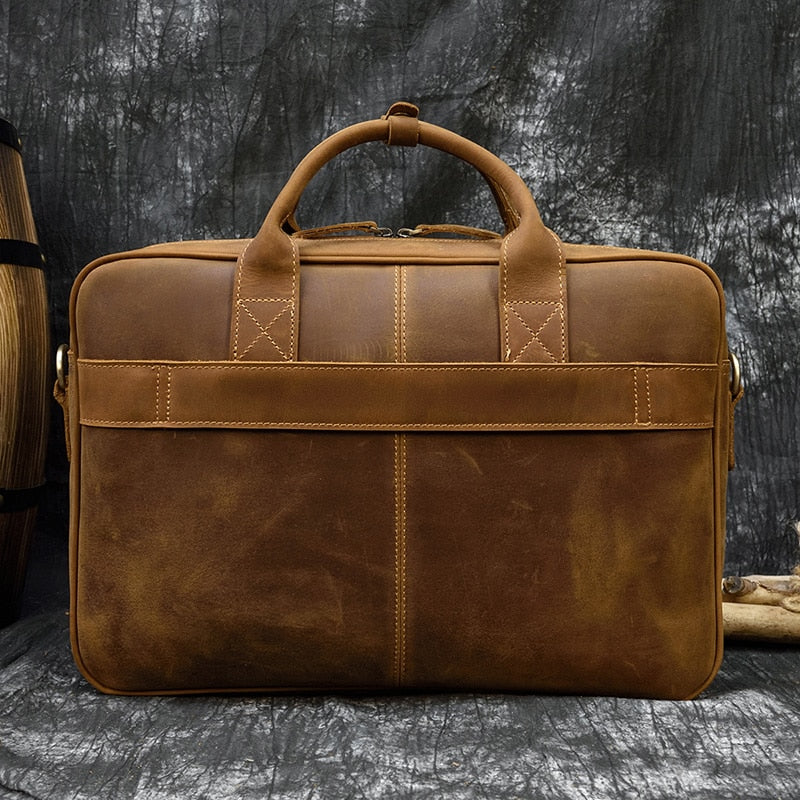 MAHEU Men Briefcase Genuine Leather Laptop Bag