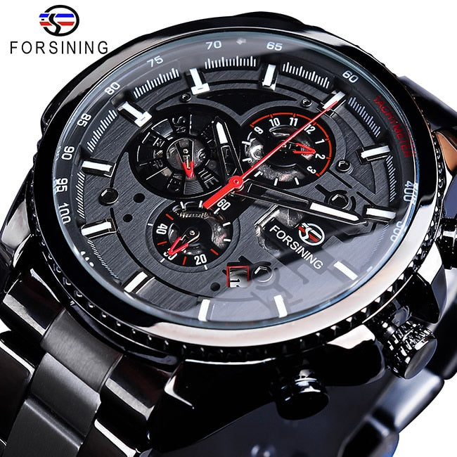 3 Dial Multifunction Mens Business Sport Automatic Mechanical Wrist Watch