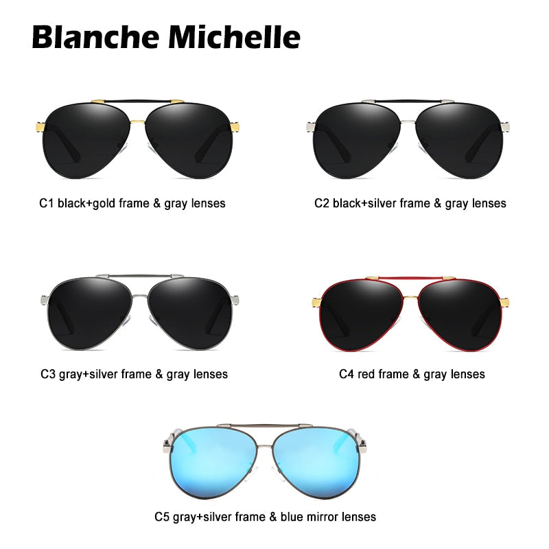 Blanche Michelle Pilot Polarized Sunglasses Men