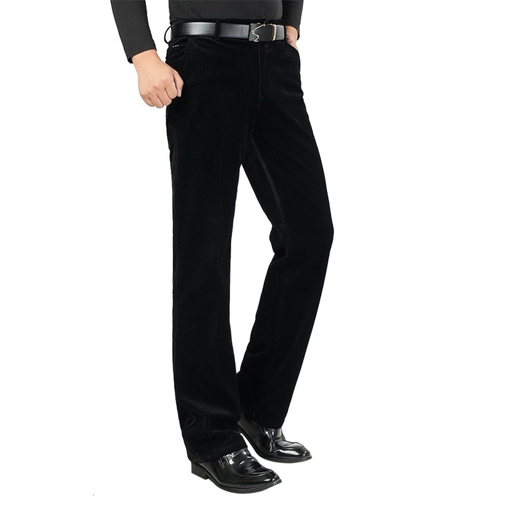 Men Classic Corduroy Formal Suit Pants Male