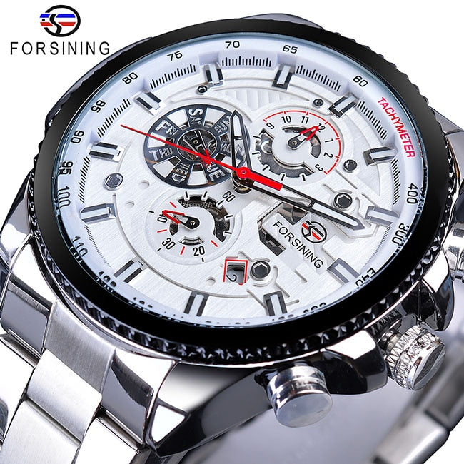 3 Dial Multifunction Mens Business Sport Automatic Mechanical Wrist Watch