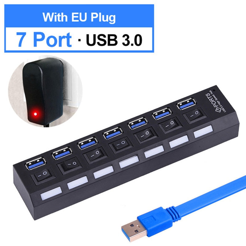 USB 3.0 HUB Multi 4 7 USB Port Splitter
