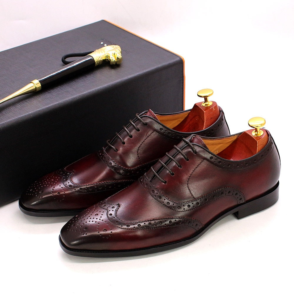 Handmade Men&#39;s Wingtip Oxford Shoes