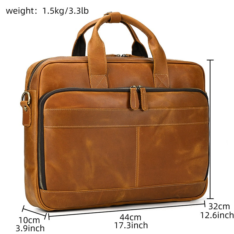 MAHEU Men Briefcase Genuine Leather Laptop Bag