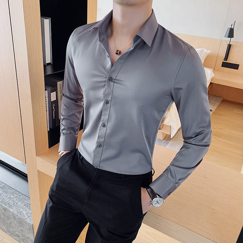 British Style Long Sleeve Shirt Men